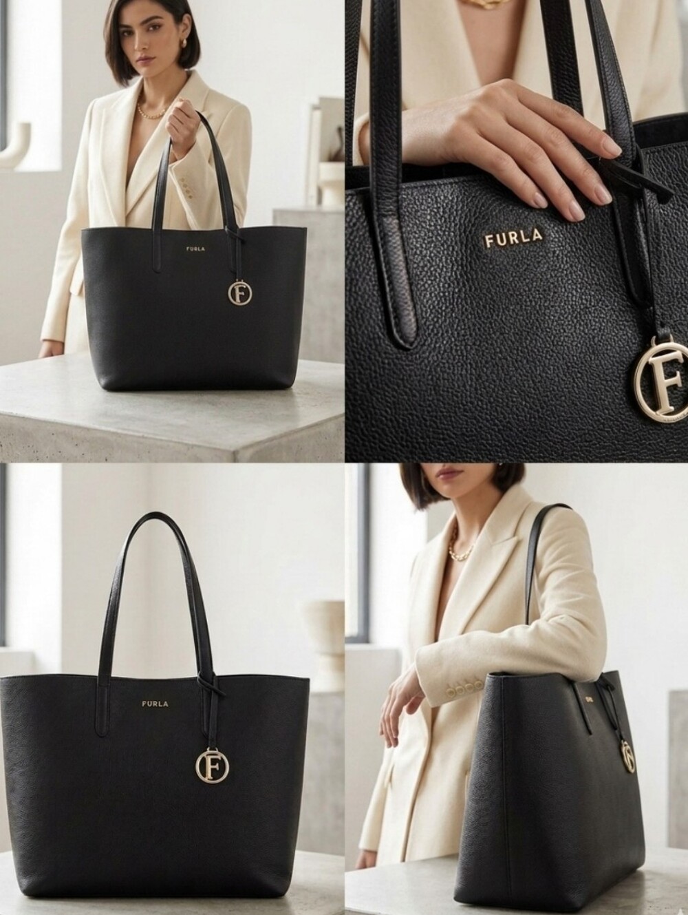 Furla Black Leather Tote Bag - Classic Everyday Carry